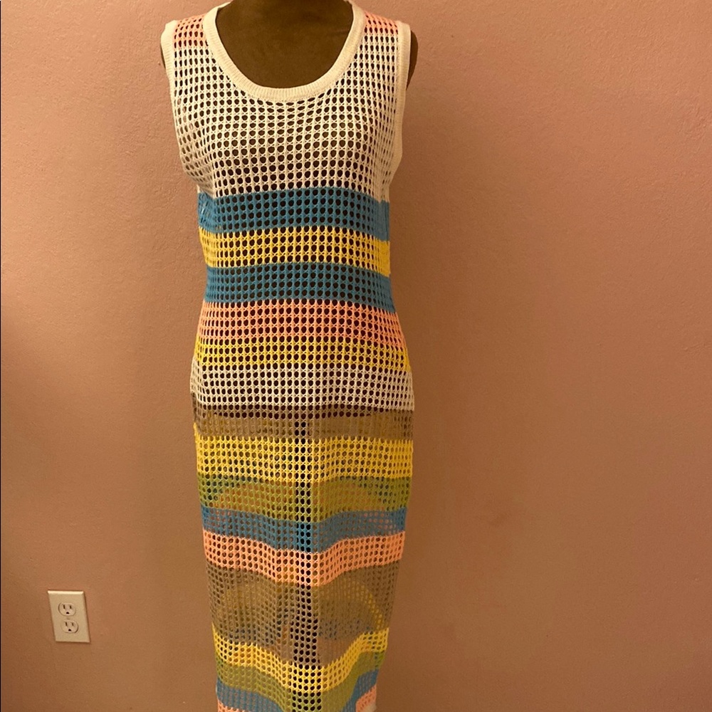 Colorful Striped Sleeveless Cover Up